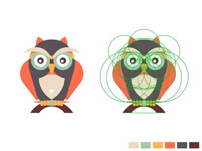 Owl animal art circle geometry golden ratio illustration the son of toza vector