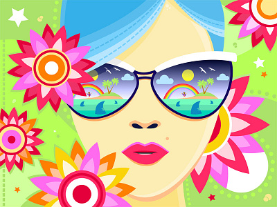 SOS flowers illustration island rainbow sunglasses thesonoftoza