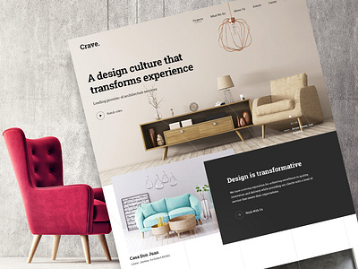 Home Page | Crave || Luxury Brand branding design flat furniture homescreen html css html5 minimal photoshop typography ui ux web webpage design website concept website design