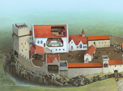 Medieval castle architecture bookillustration childrensbook illustration medieval middleages nonfiction painting photoshop storybook