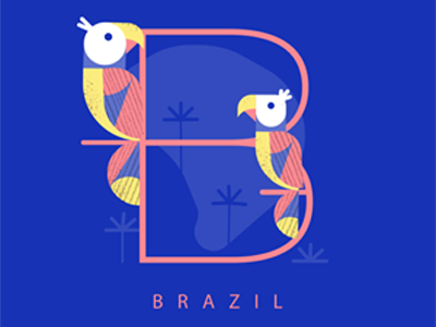 BRAZIL (Alphabet) alphabet b brazil illustration illustrator map parrots vectorgraphics
