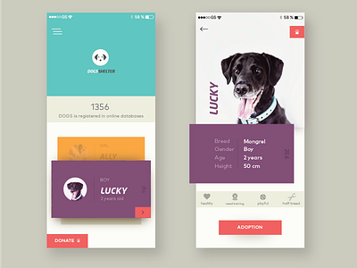 Dogs Shelter adobe illustrator interface interfacedesign ios photoshop ui uidesign uiinspiration userinterfacedesign ux