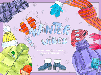 Winter clothing illustration collection