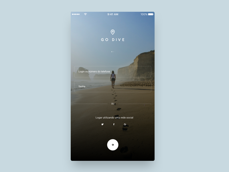Go Dive Login Page by Daniel Valente on Dribbble