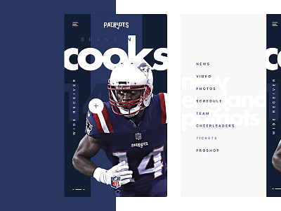 Brandin Cooks Dribbble app bennett brady concept cooks design nfl patriots product ui ux visual