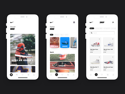 Nike app re-design air force 1 app app design application mobile nike nike air nike running student student work students ui uidesign user interface