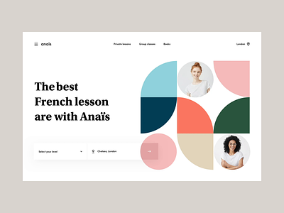 Anais & co - Landing page animation awwwards classes education french fwa geometrical homepage lessons london minimal motion design shapes teaching technology tutor webdesign website