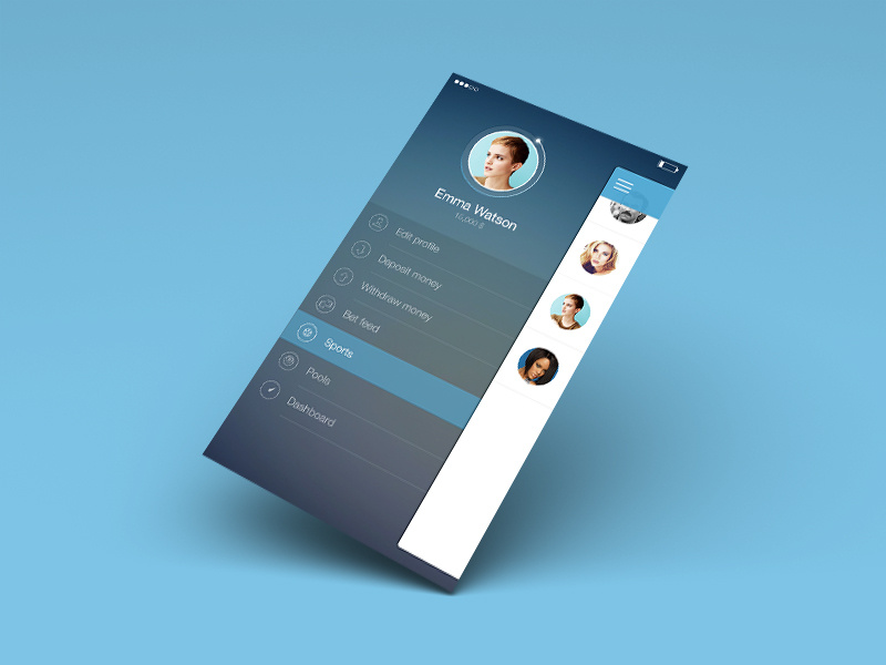 Ios7 side menu by Gregoire Vella on Dribbble