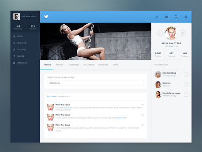 Twitter profile concept app flat minimal photos profile redesign simple tweet ui ux web app