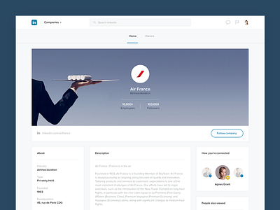 Linkedin company page airfrance company concept dashboard feed follow linkedin network post profile redesign social