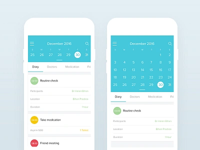 Osome calendar mobile agenda android calendar flat health ios medications responsive schedule timetable ui ux