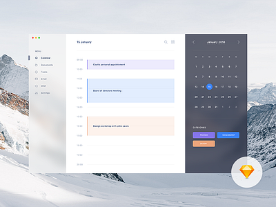 Fluent UI calendar app blur calendar dashboard desktop fintech fluent freebies material microsoft sketch slack