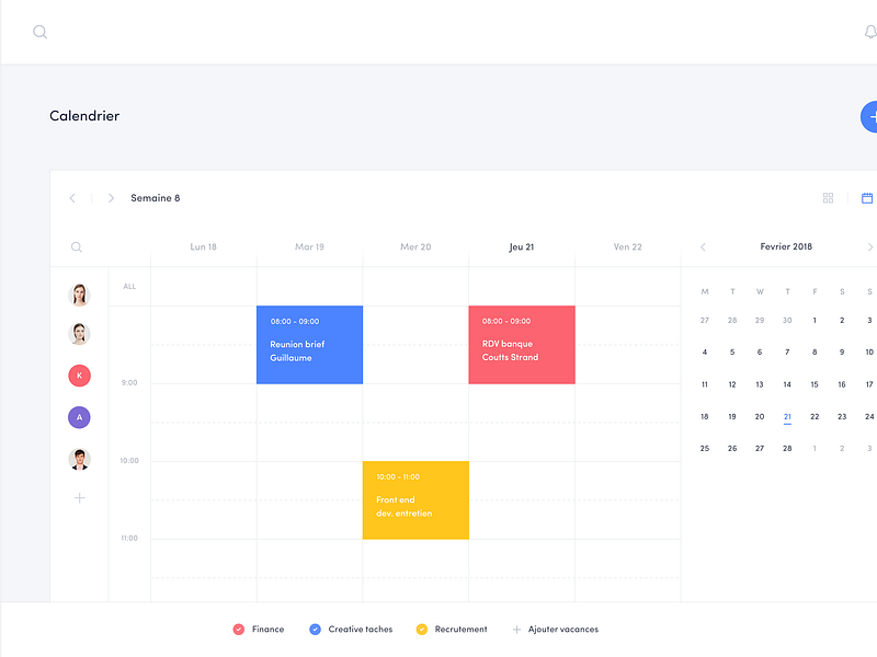 Holiday calendar widget by Gregoire Vella on Dribbble