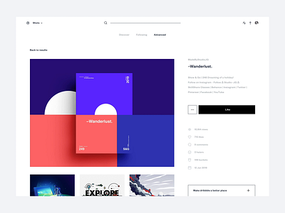 Dribbble redesign concept - Shot page categories crm desktop elastic facets filters instagram invision legaltech minimal saas search sort startup tags user flow user journey