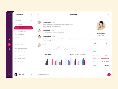 Slack concept - Conversation screen airbnb call channels chat communication conversation direct message dropbox email interface product design profile redesign report sales skype ui ux