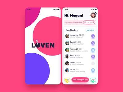 Loven - Dating App colorful dating app gamification icons illustrations