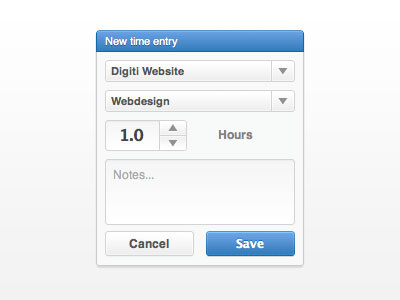 New time entry backoffice blue button custom form gray selectbox