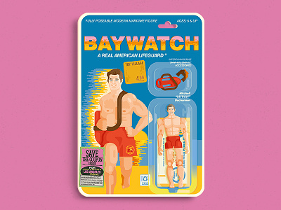 Mitch 2d action figures baywatch beach david hasseloff digital art illustration summer toy design toys vector