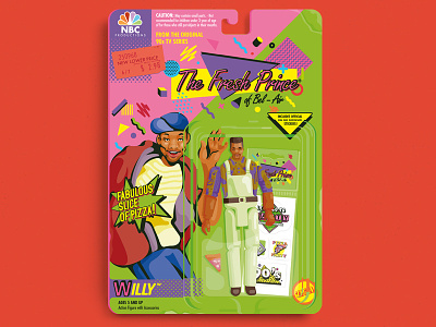 Willy 90s action figures digital art fresh air prince of bel air illustration pizza stickers toy design toys tvseries vector will smith