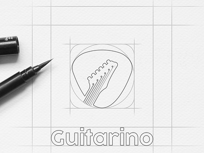 Guitar Music Shop Logo Sketch band brand drawing ink festival guitar guitar pick logo logotype design music rock sketch sound