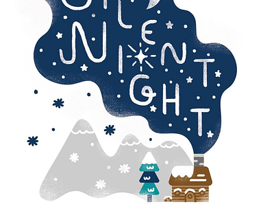 Silent night - Xmas card 2017 cabin card design etsy illustration night silent xmas