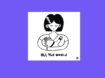 All The World 9x9 child home illustration love mindfulness mini mother poster print