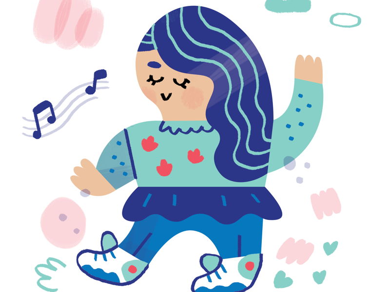 Imaginary daughter photoshop digital art imaginary daydreaming dance dancing blue hair blue illustrator illustration