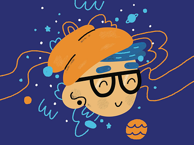 Quick little avatar avatar blue blue hair design direction fun galaxy illustration illustrator looking ahead new orange planning season sharing slow space
