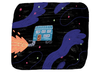 Tiny house in outer space illustration space tiny house