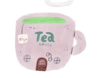 🍵🏡 drink green tea house illustration kidlit mug objects tea