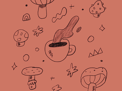 🍄 ☕️ coffee coffee illustration drawing drink food food illustration illustration line mushroom mushroomcoffee
