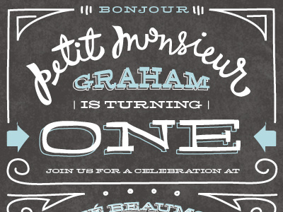 petit monsieur baby birthday chalkboard french hand lettering illustration typography