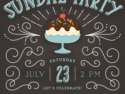 Sundae Party birthday party invitation ice cream minted sundae typography