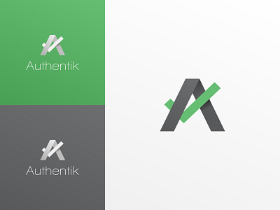 Authentik Logo a letter logo a logo branding design gradient green logo logo design logos minimalist modern security