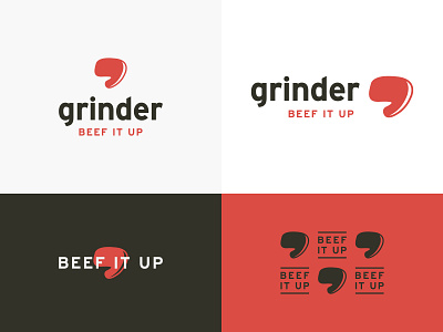 Grinder - Logo Design #2 beef brand branding butcher butcher logo butcher shop butchery cow design grey grinder illustration logo logo design logomark logos meat modern red vector