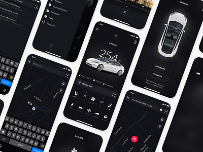 Tesla — Mobile App Redesign car clean collage debut design driving electric first shot interface ios key fob matthew minimal mobile redesign remote technology tesla ui ux
