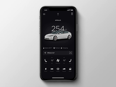 Tesla Mobile App Redesign: Summon animation automobile car case study clean design driving electric ios key fob lyft matthew minimal redesign remote summon tesla uber ux ui waze