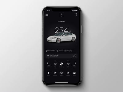Tesla Mobile App Redesign: Summon animation automobile car case study clean design driving electric ios key fob lyft matthew minimal redesign remote summon tesla uber ux ui waze