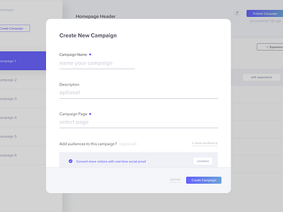 Campaign setup campaign component design design system enterprise marketing product ui ux