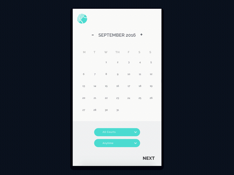 Tennis animation app calendar clean design flat ios minimal modern prototype schedule tennis