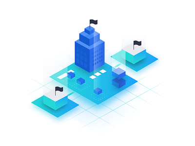 Enterprise design enterprise geometric gradient illustration isometric product ui ux