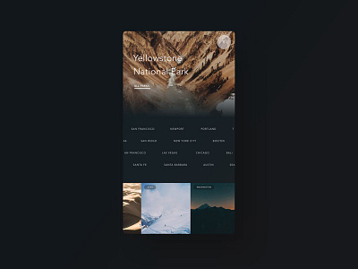Parks dark directory imagery ios mobile park product tags typography ui ux yellowstone