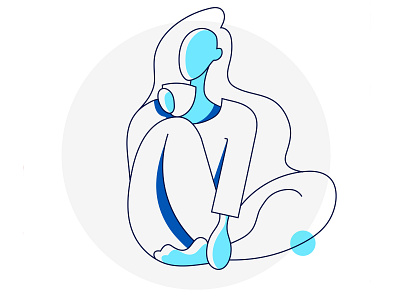 Coffee Girl Blue_AI outline practices design flat illustration ux