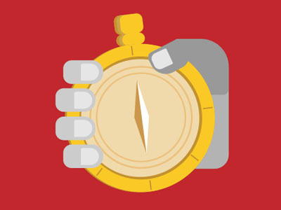 Hand & Compass flat design gold icon red