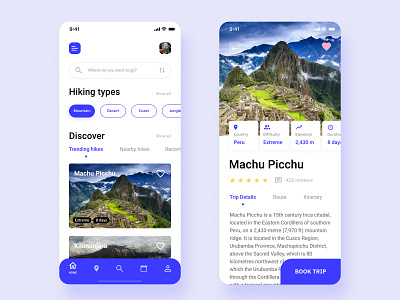 Hiking & Trekking Trips App app appdesign branding design ui user experience user interface design userinterface ux