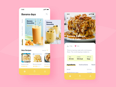 Banana recipes App app app appdesign ux ui interface appdesign ui user experience user interface design userinterface ux