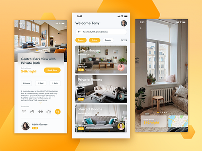 Home Sharing airbnb app booking couchsurfing hotel housesharing mobile rent room roomshare ui ux