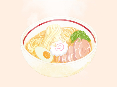 Ramenzel cozy food illustration ramen rapunzel