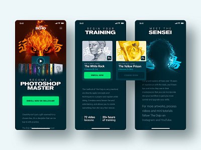 The Dojo – Mobile Website app art branding button cool design digital digital art mobile photomanipulation photoshop the dojo tutorial ui website