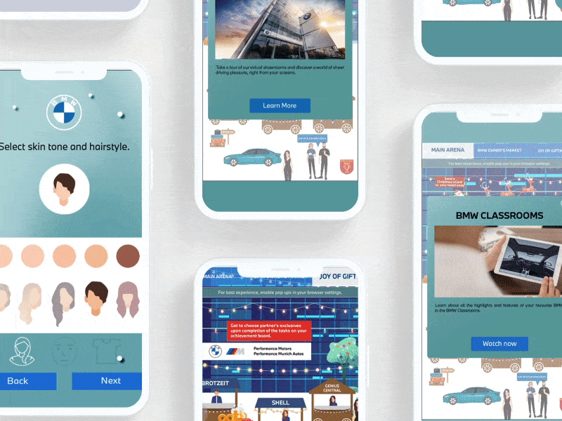 BMW Christmas Market interaction game UI